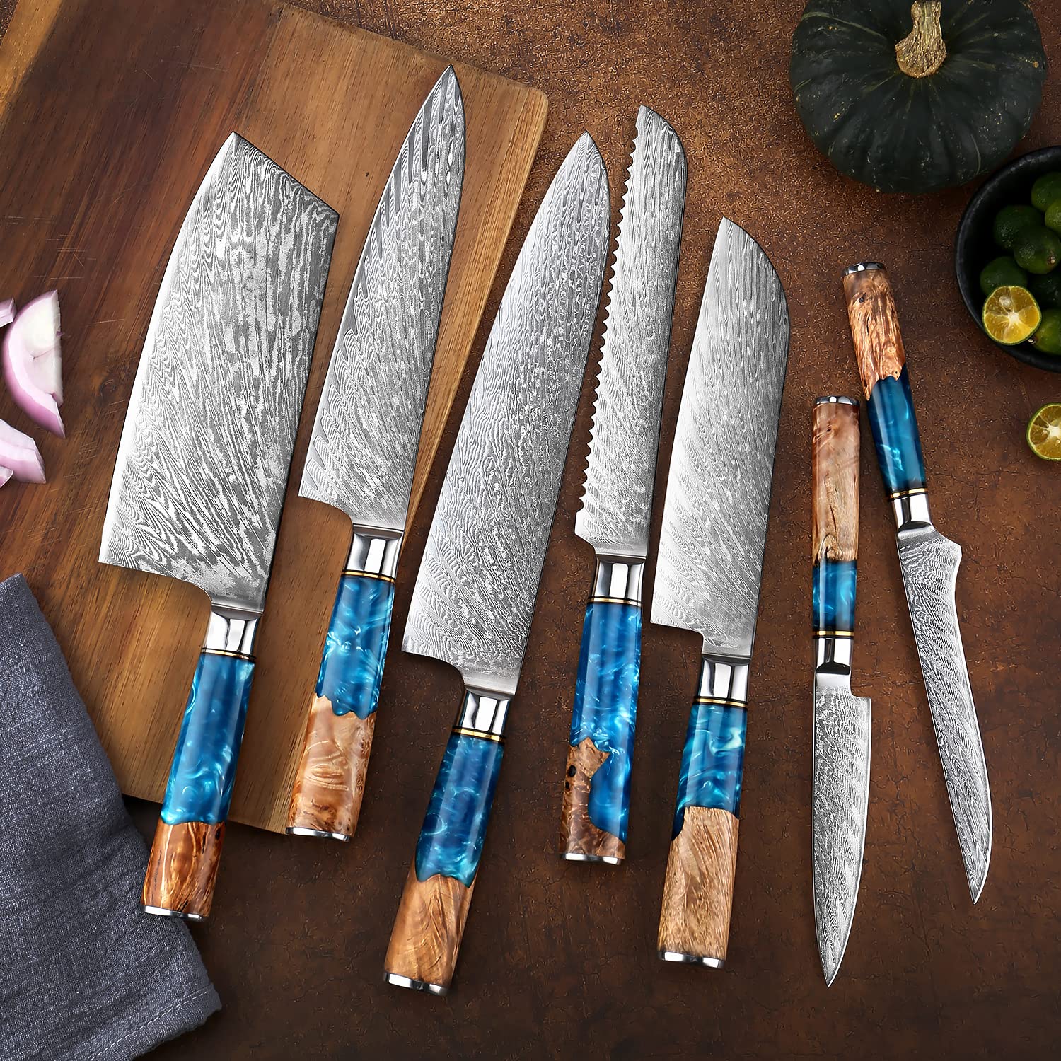 Senken Tsunami wooden block storage keeps knives organized and accessible.