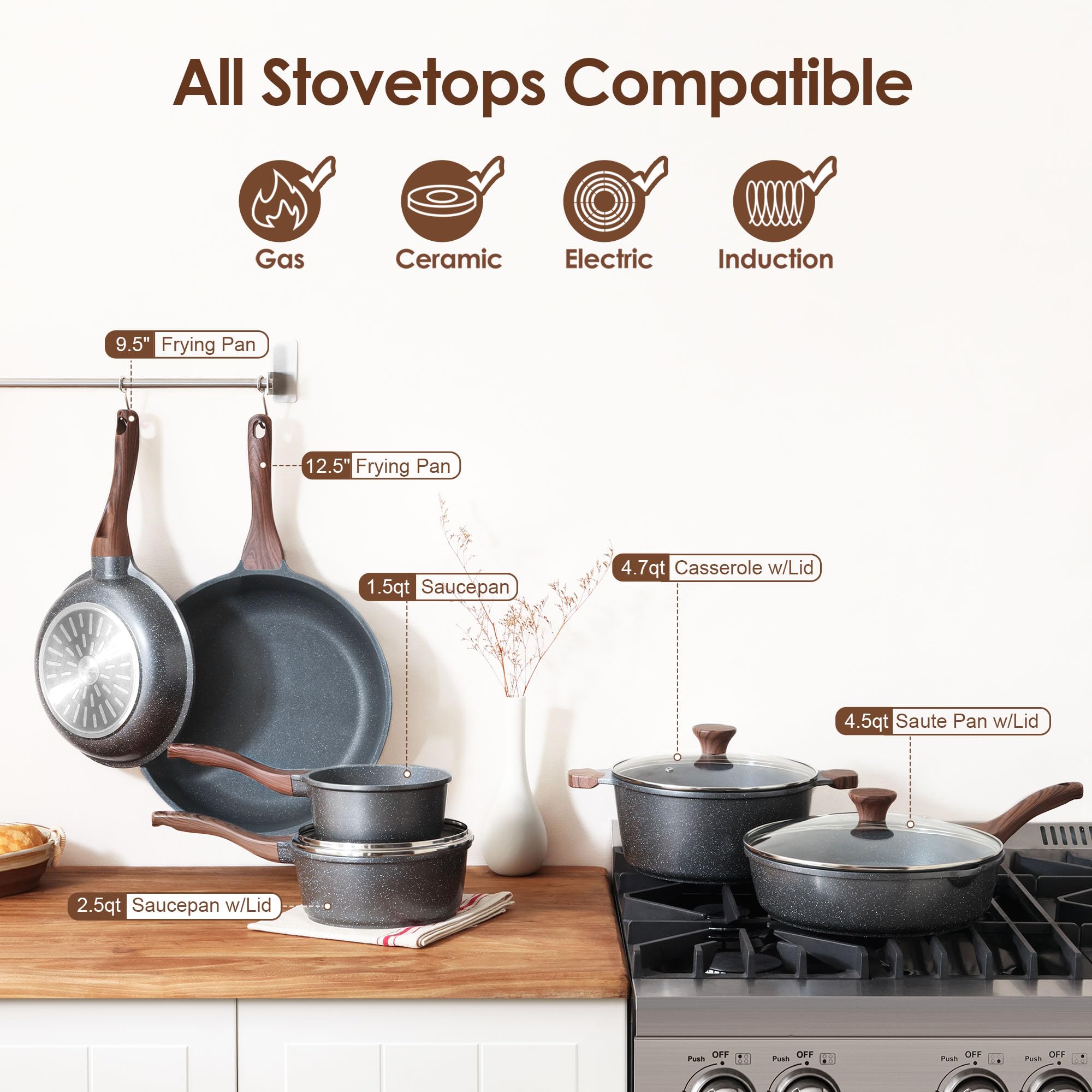 Sensarte 11-inch sauté pan with lid for quick, controlled simmering.