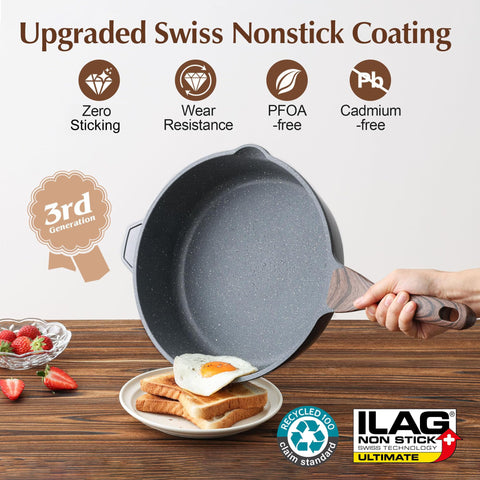 SENSARTE 11-inch sauté pan with lid ideal for sautéing and simmering