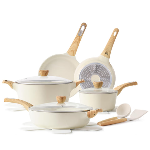 SENSARTE 14-piece ceramic non-stick set displayed for induction-ready cooking.