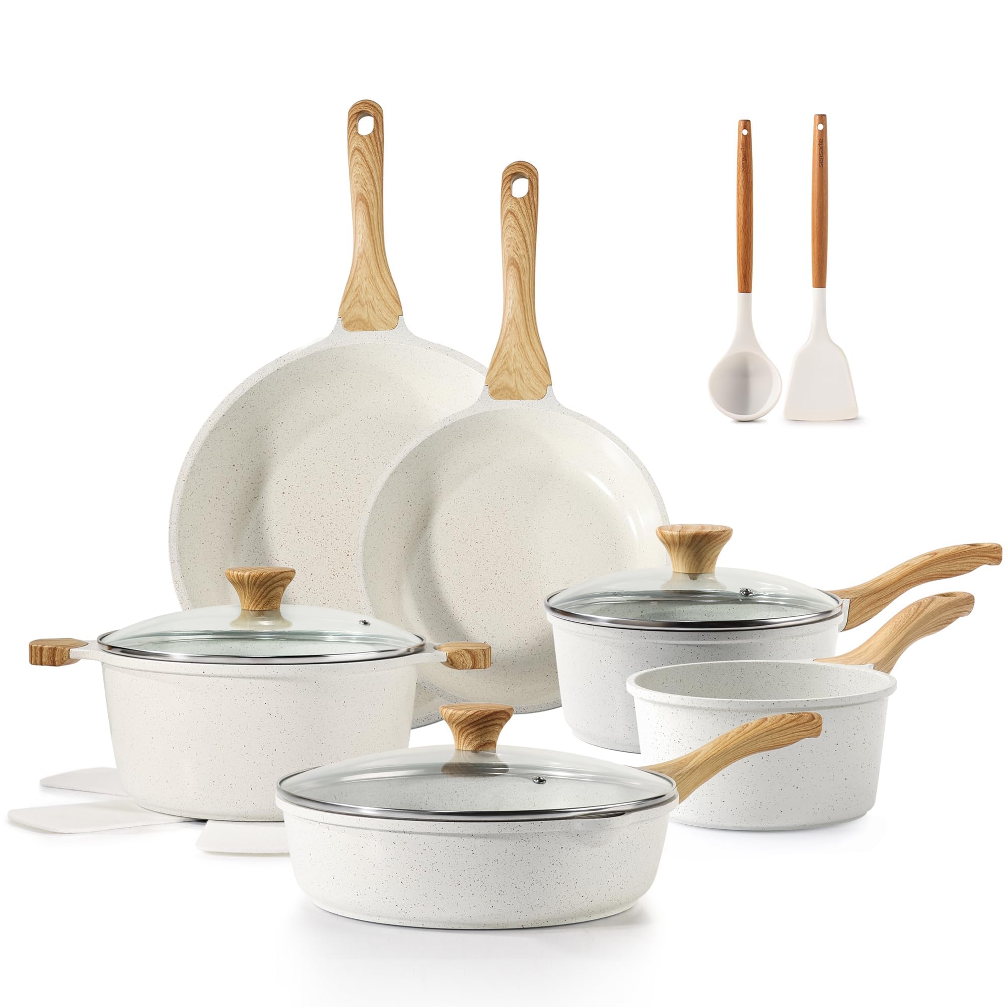 SENSARTE 9.5-inch frypan showing easy food release for healthier meals