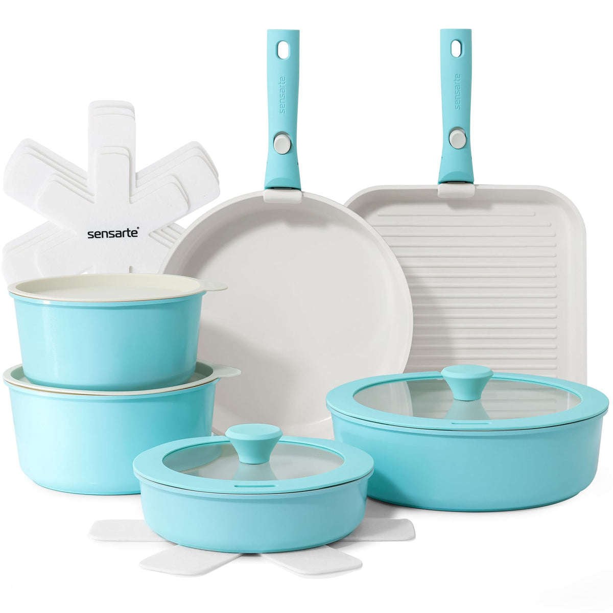SENSARTE 17-piece ceramic cookware set for versatile home cooking.