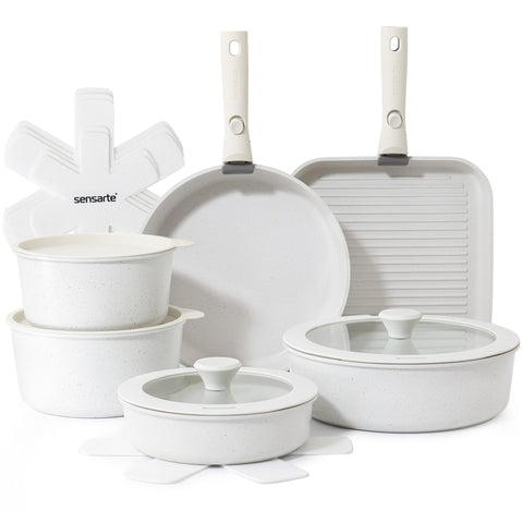 SENSARTE 17-piece set laid out for versatile home cooking with ample capacity.