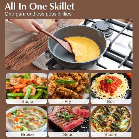 Sensarte 2.5-quart saucepan with lid enables quick sauces.