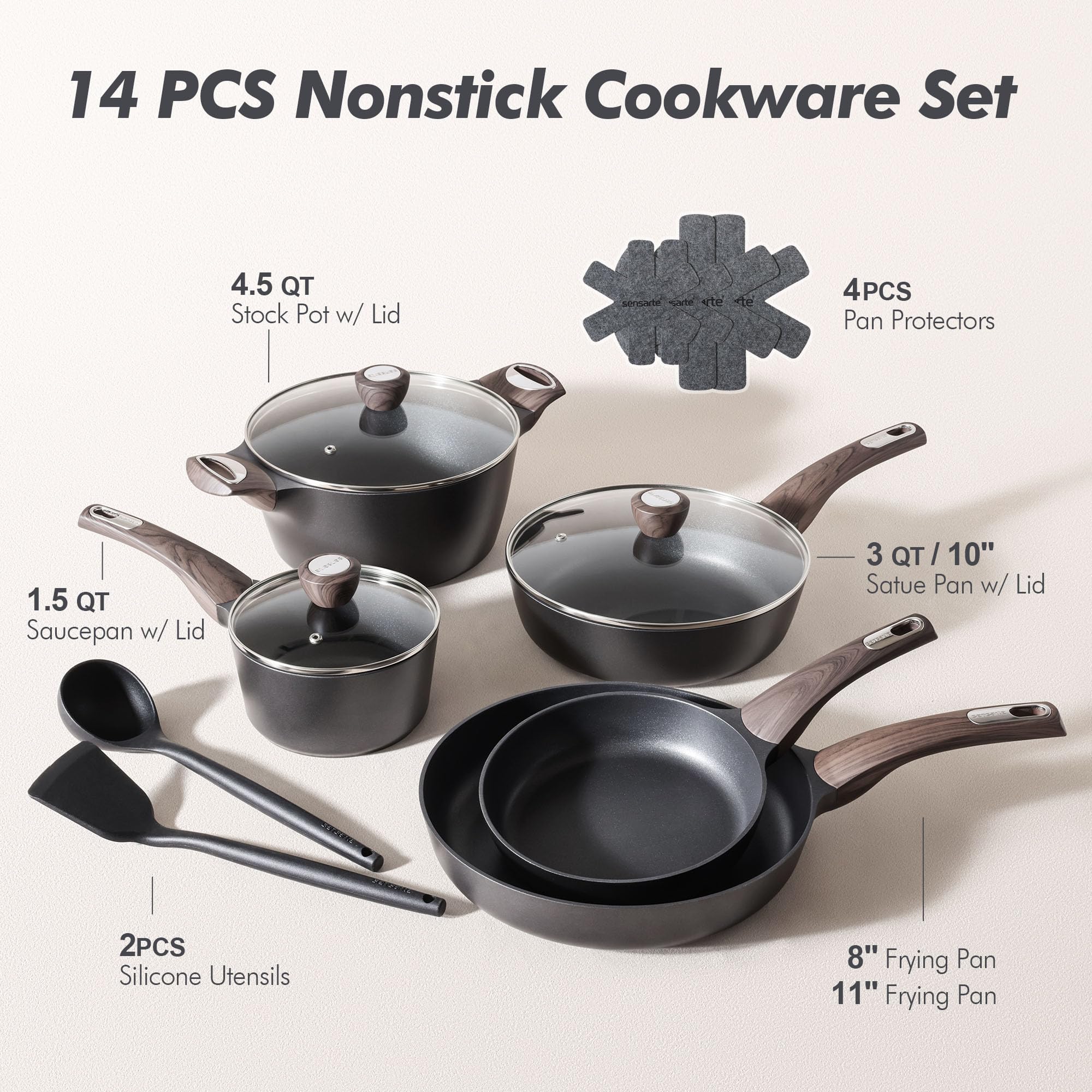 Sensarte 8-inch frying pan ready for quick meals and sauté.