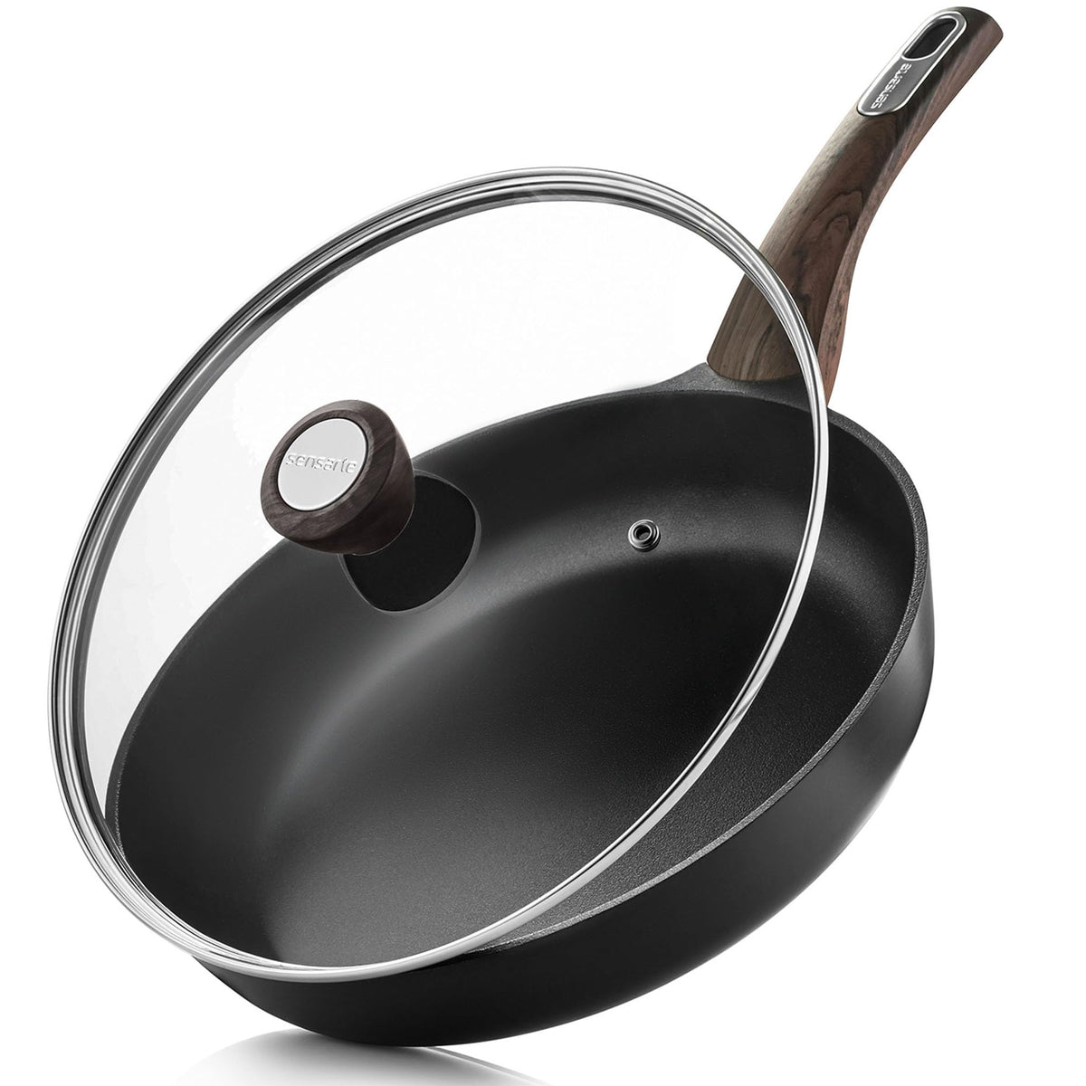 SENSARTE 8-inch nonstick frying pan with lid for effortless omelets and low-fat cooking