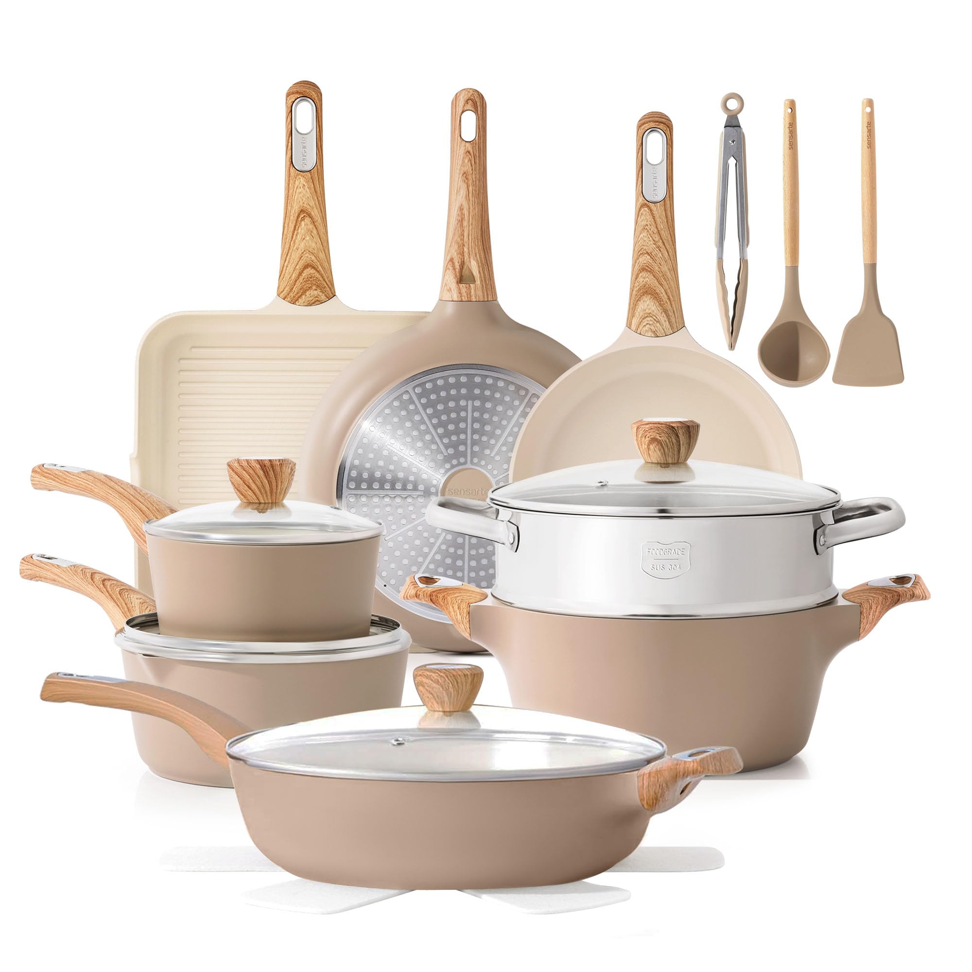 SENSARTE ceramic frying pans with healthy nonstick and less oil