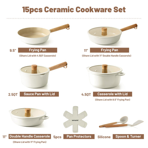 SENSARTE ceramic nonstick 11-inch deep frying pan with even heat for crisp results.