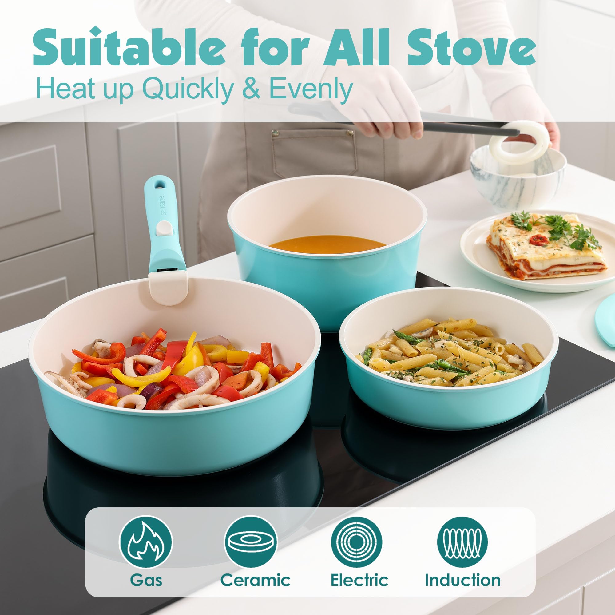 SENSARTE ceramic nonstick coating supports low-oil cooking.