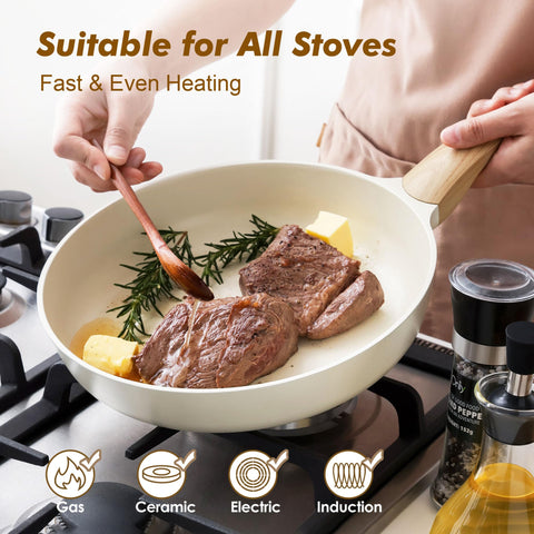 SENSARTE 11-inch pan on induction cooktop for even heating.