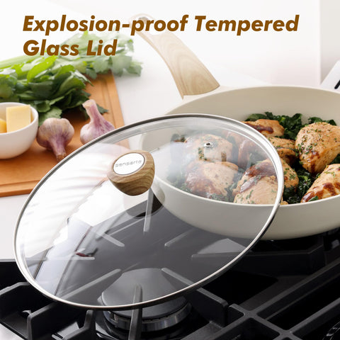 Sensarte pan handle with comfortable grip for steady sautéing