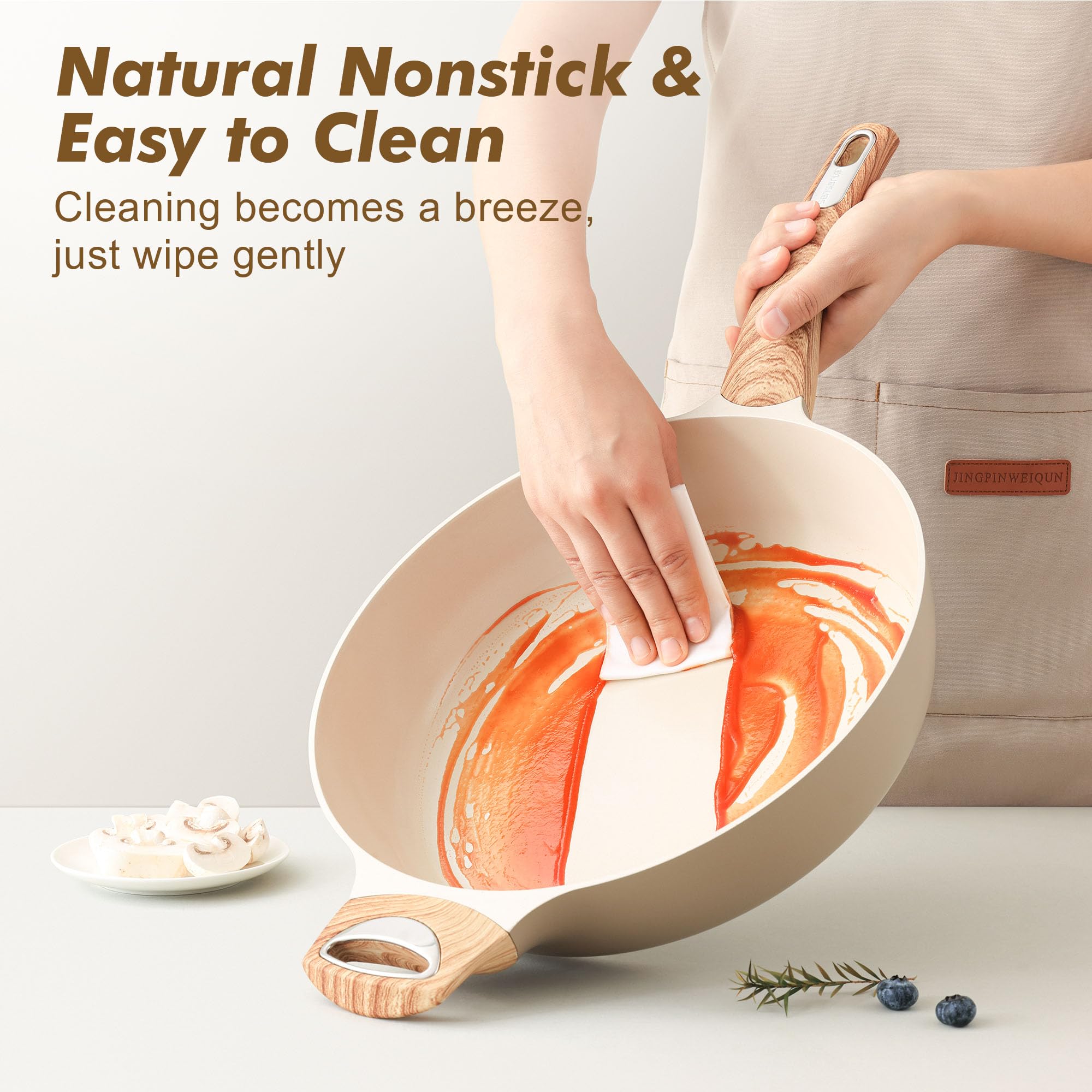 SENSARTE induction-base ceramic pan suited for all stovetops and fast heating