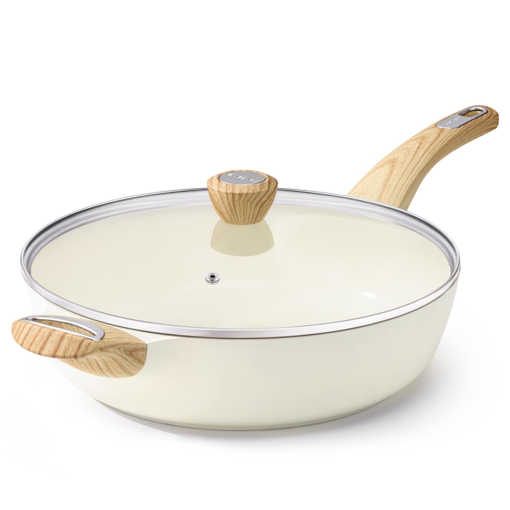 SENSARTE ceramic nonstick pan with lid in 12 inch for easy, healthy cooking.