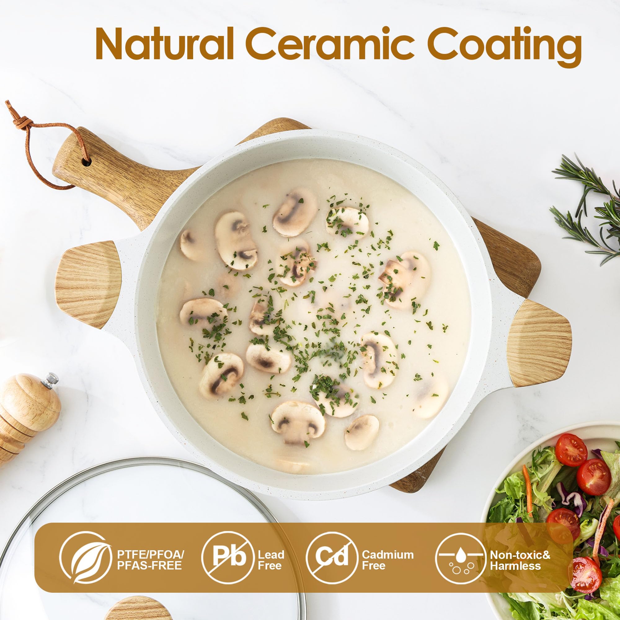 SENSARTE ceramic nonstick surface ensures less oil for healthier meals
