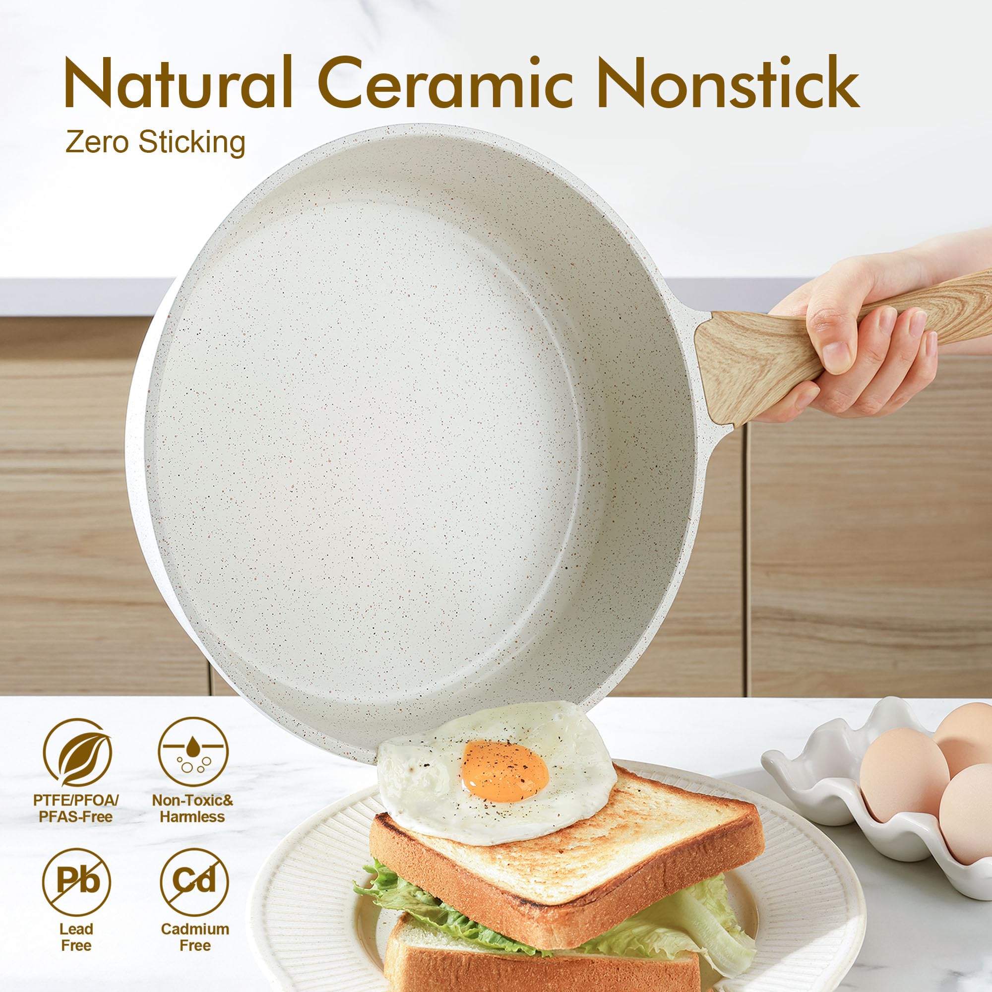 Ceramic surface of SENSARTE pan showing smooth food release with minimal oil