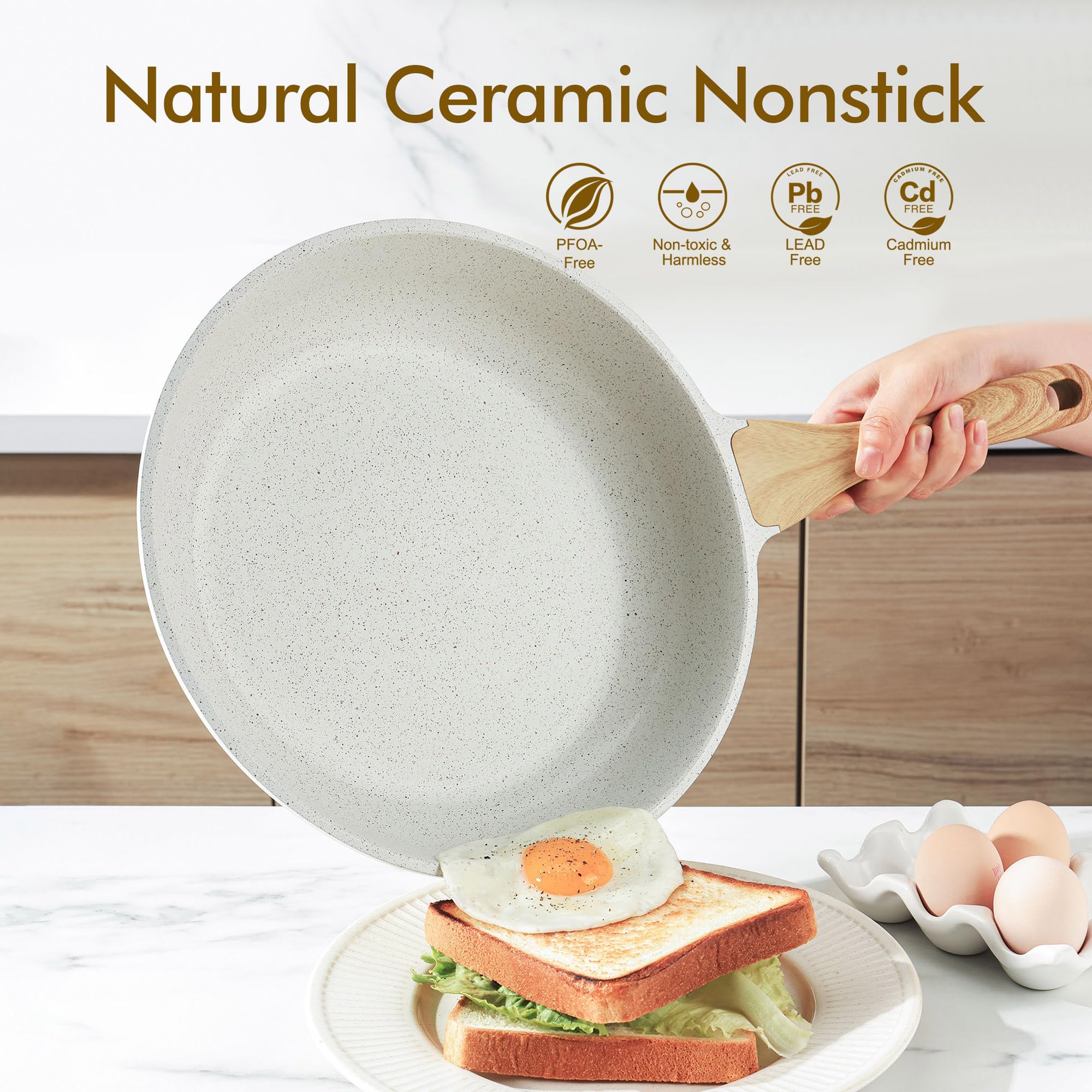 SENSARTE ceramic surface lets eggs slide off with minimal effort
