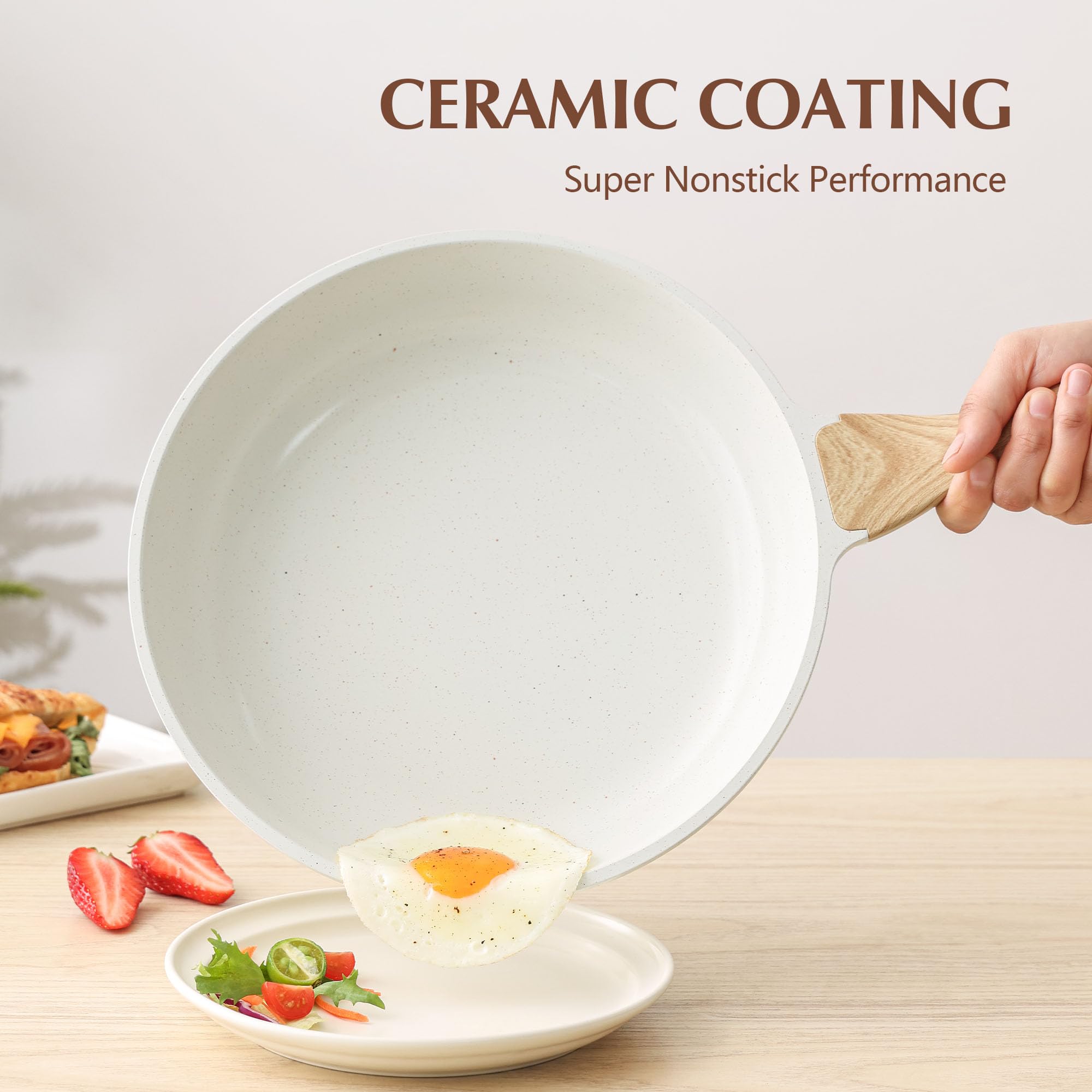 SENSARTE ceramic surface with ultra-smooth release ideal for pancakes and omelets.