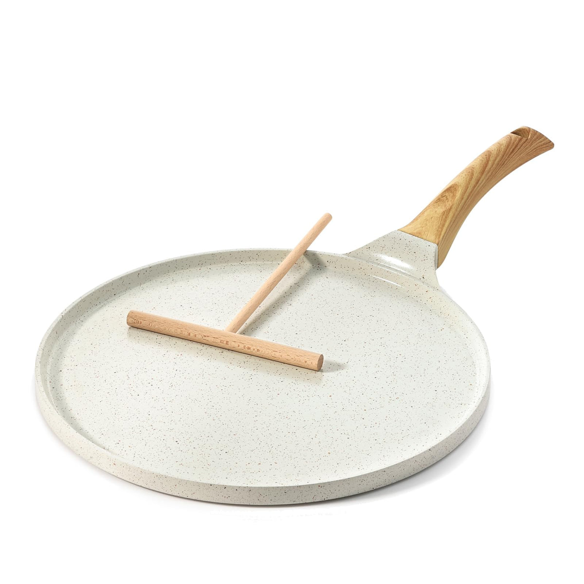 Sensarte crepe pan with spreader for flawless crepes and thin pancakes.