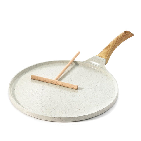 Sensarte crepe pan with spreader for flawless crepes and thin pancakes.
