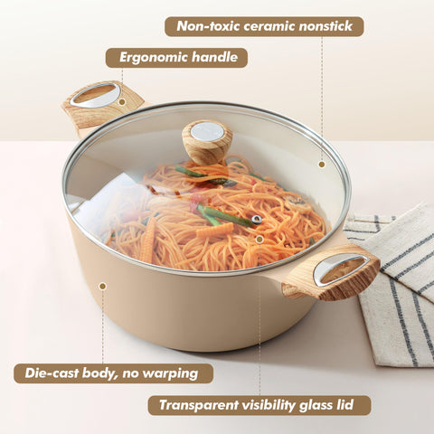 SENSARTE explosion-proof glass lid helps prevent splashes during cooking.