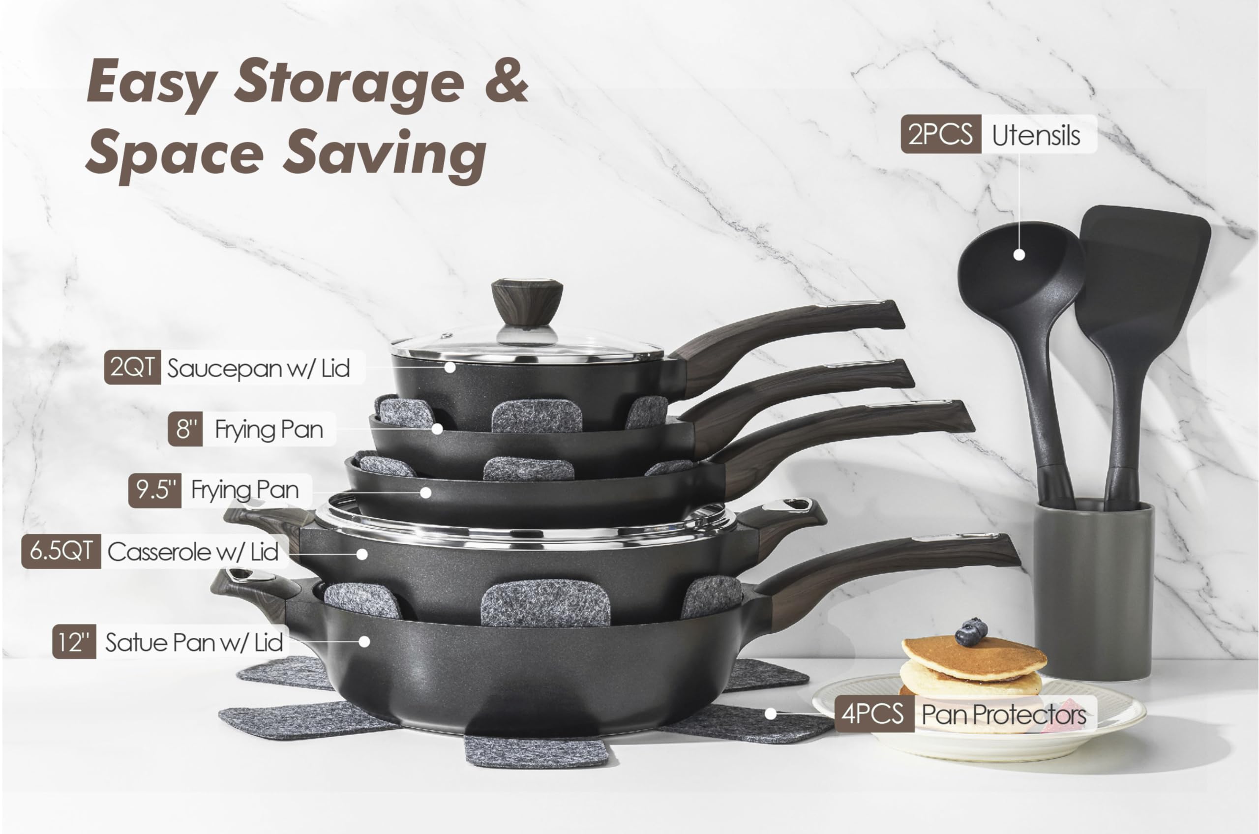 SENSARTE glass lid offers clear visibility and splash protection for monitoring simmering sauces.