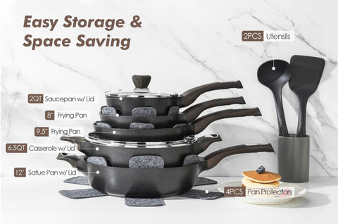 SENSARTE glass lid offers clear visibility and splash protection for monitoring simmering sauces.