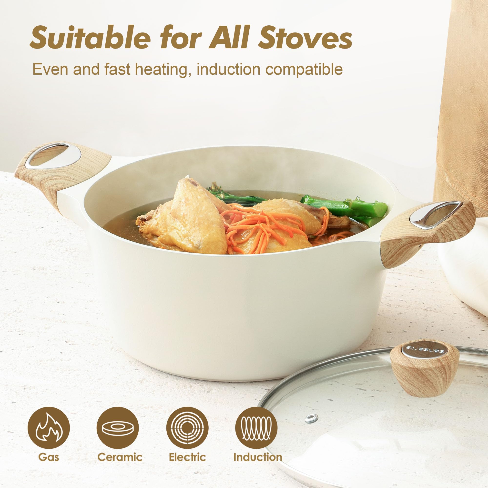 SENSARTE explosion-proof glass lid provides clear visibility while simmering