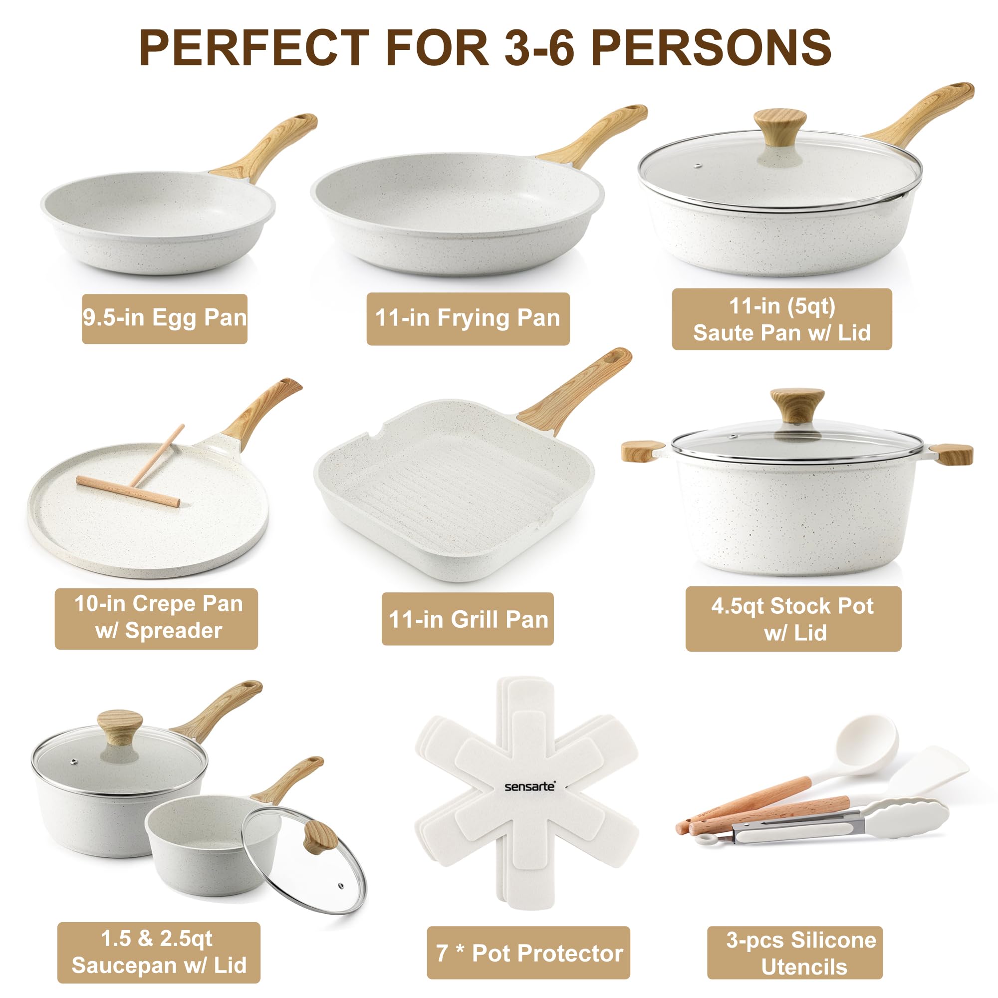 Sensarte 9.5 and 11-inch fry pans with stay-cool handles.