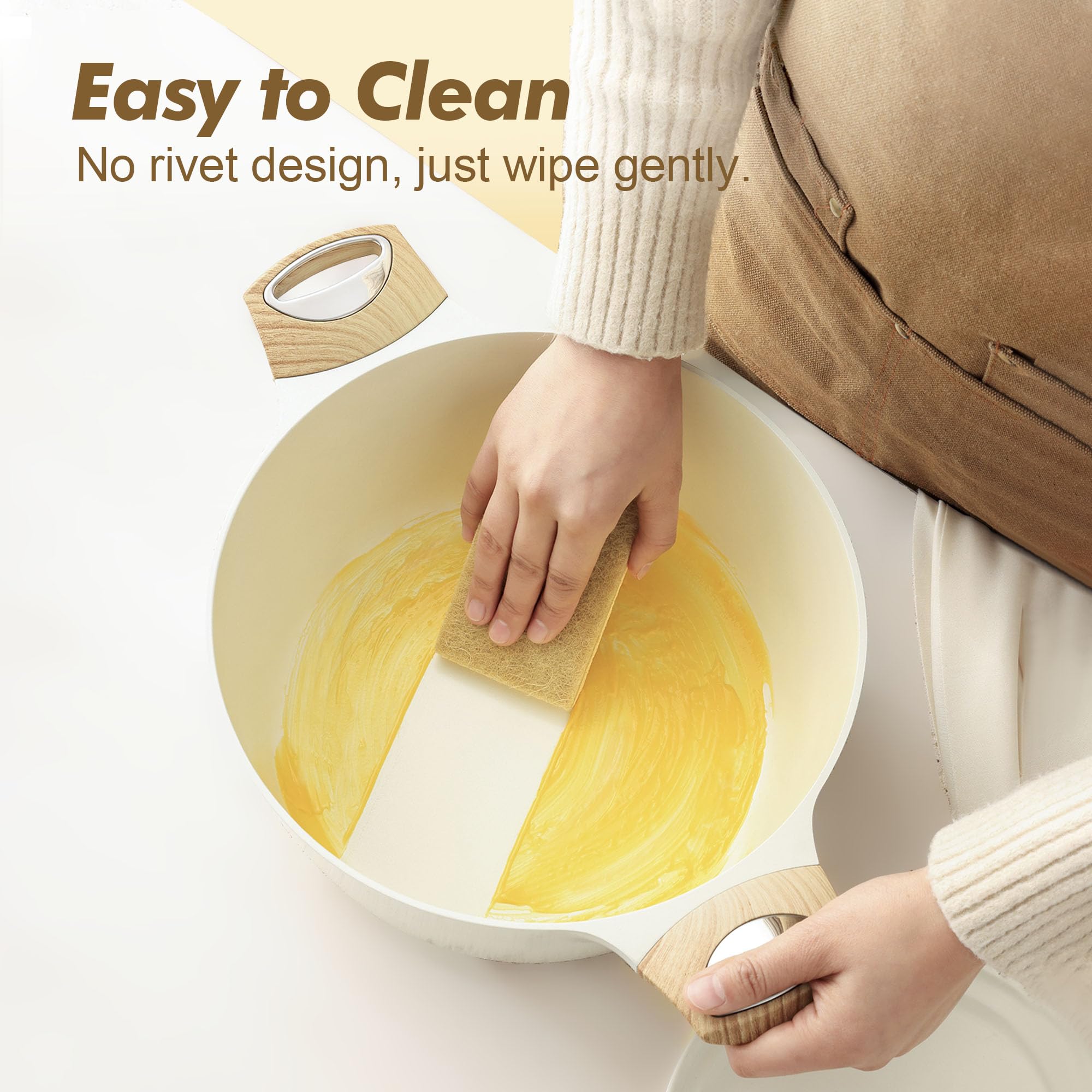 SENSARTE explosion-proof glass lid provides clear visibility during cooking.