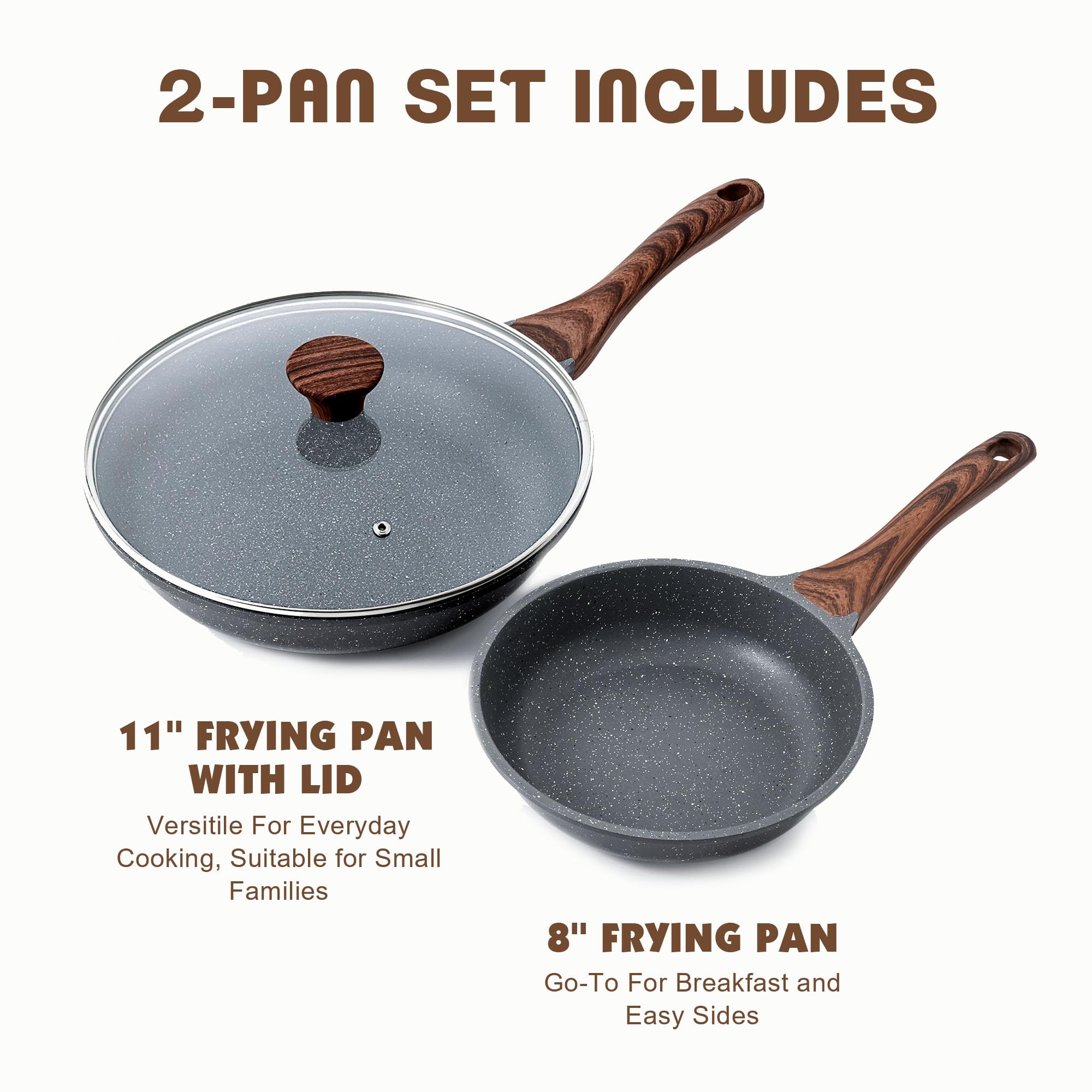 SENSARTE granite nonstick coating ensures effortless food release with minimal oil.