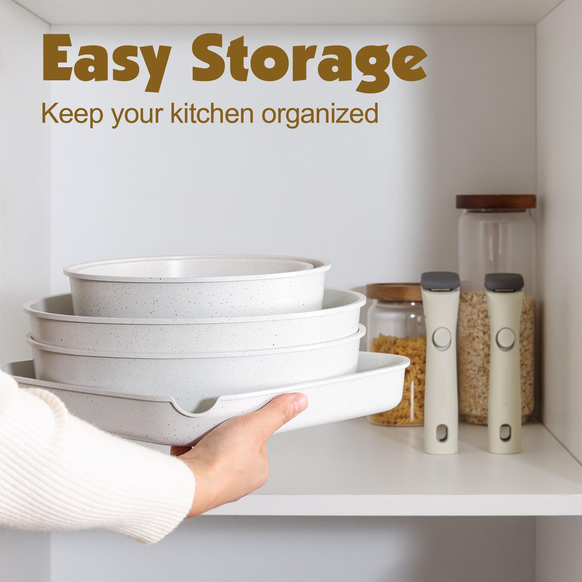 SENSARTE granite-nonstick-coating interior enables low-oil, easy-release cooking.