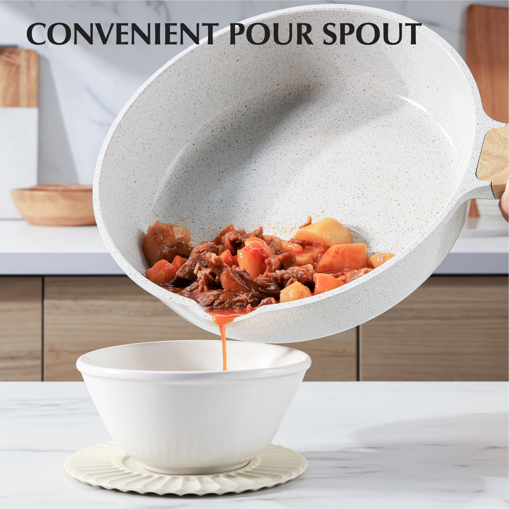 Sensarte 11-inch square grill pan for searing and grill marks.
