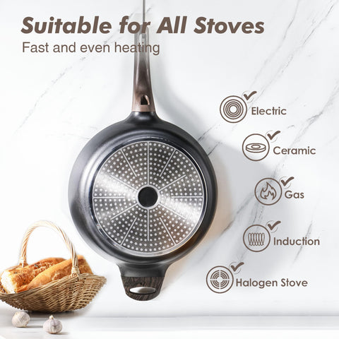 SENSARTE heat-resistant bakelite handle stays cool during cooking.