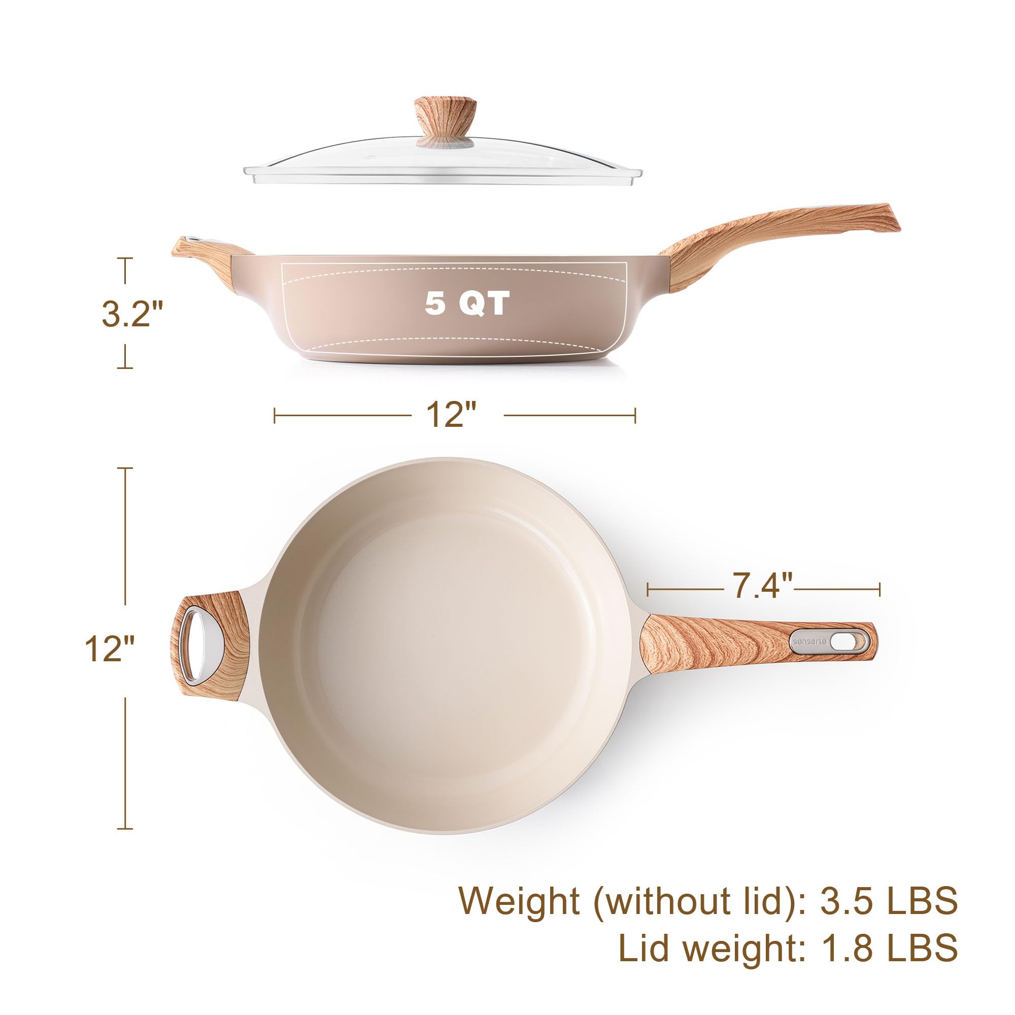SENSARTE induction-base pan heats evenly on any stove.