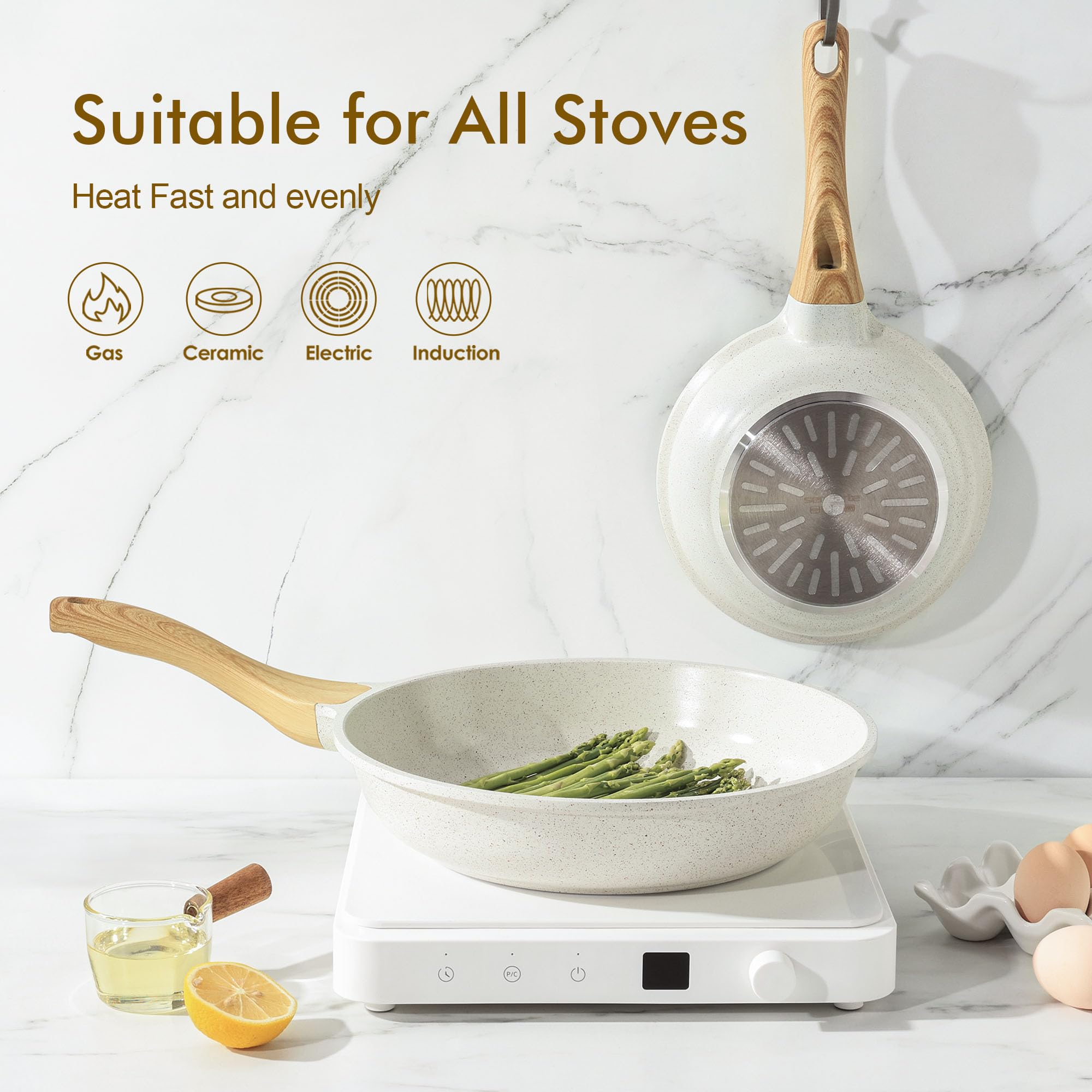SENSARTE induction-compatible base for fast, even heating on all cooktops.