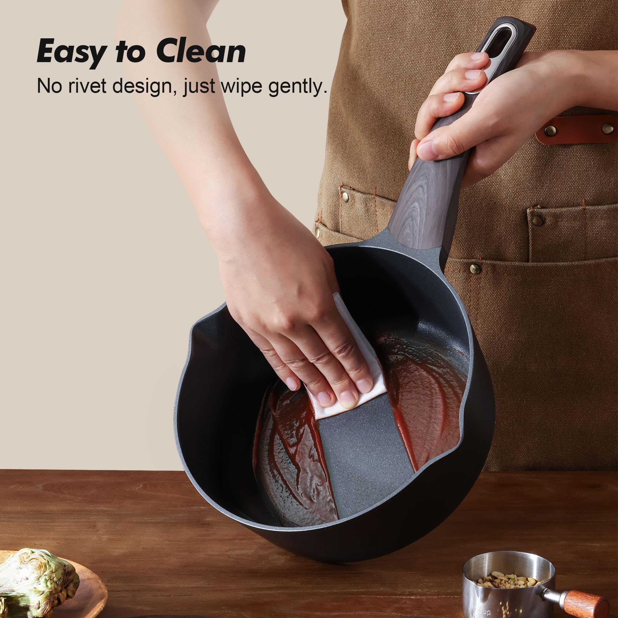 Sensarte induction compatible base heats quickly and evenly on all cooktops