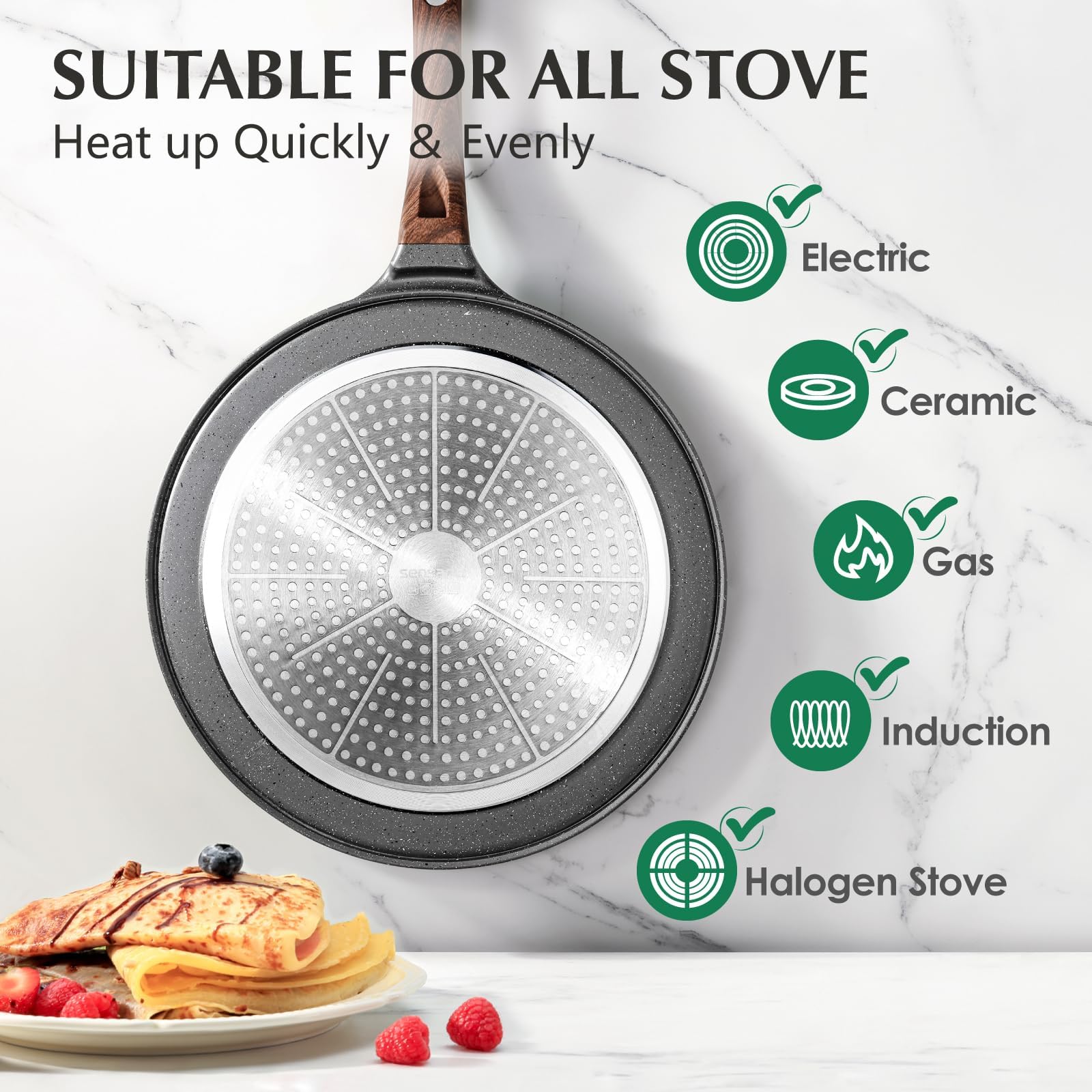 SENSARTE large 12-inch surface ideal for batches of crepes