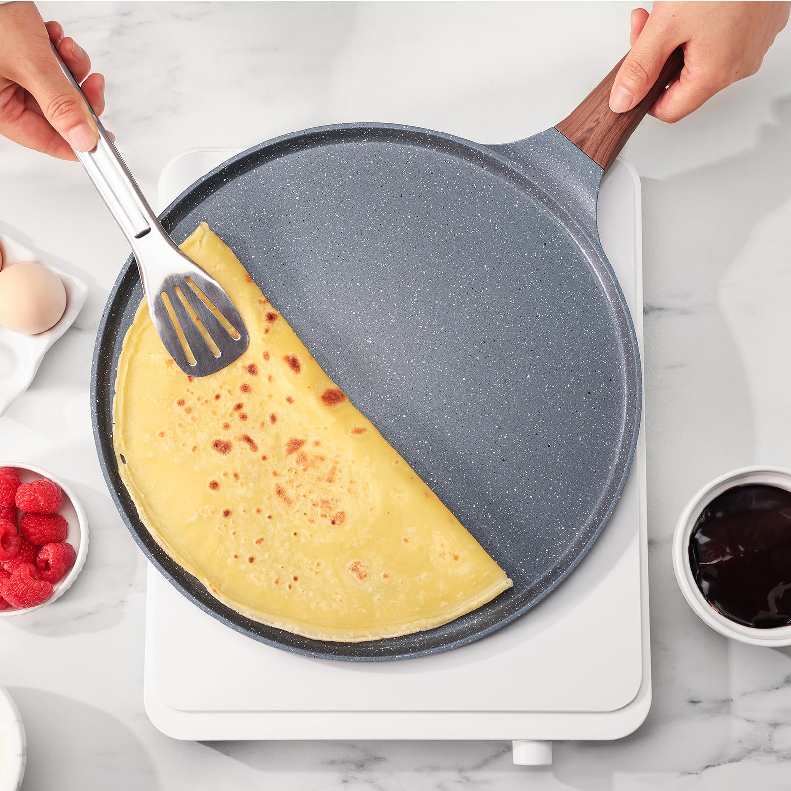 SENSARTE lightweight pan ready on stove for everyday meals.