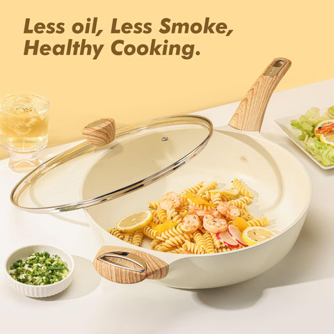 SENSARTE versatile 12 inch pan handles sautéing, searing, braising, and more.