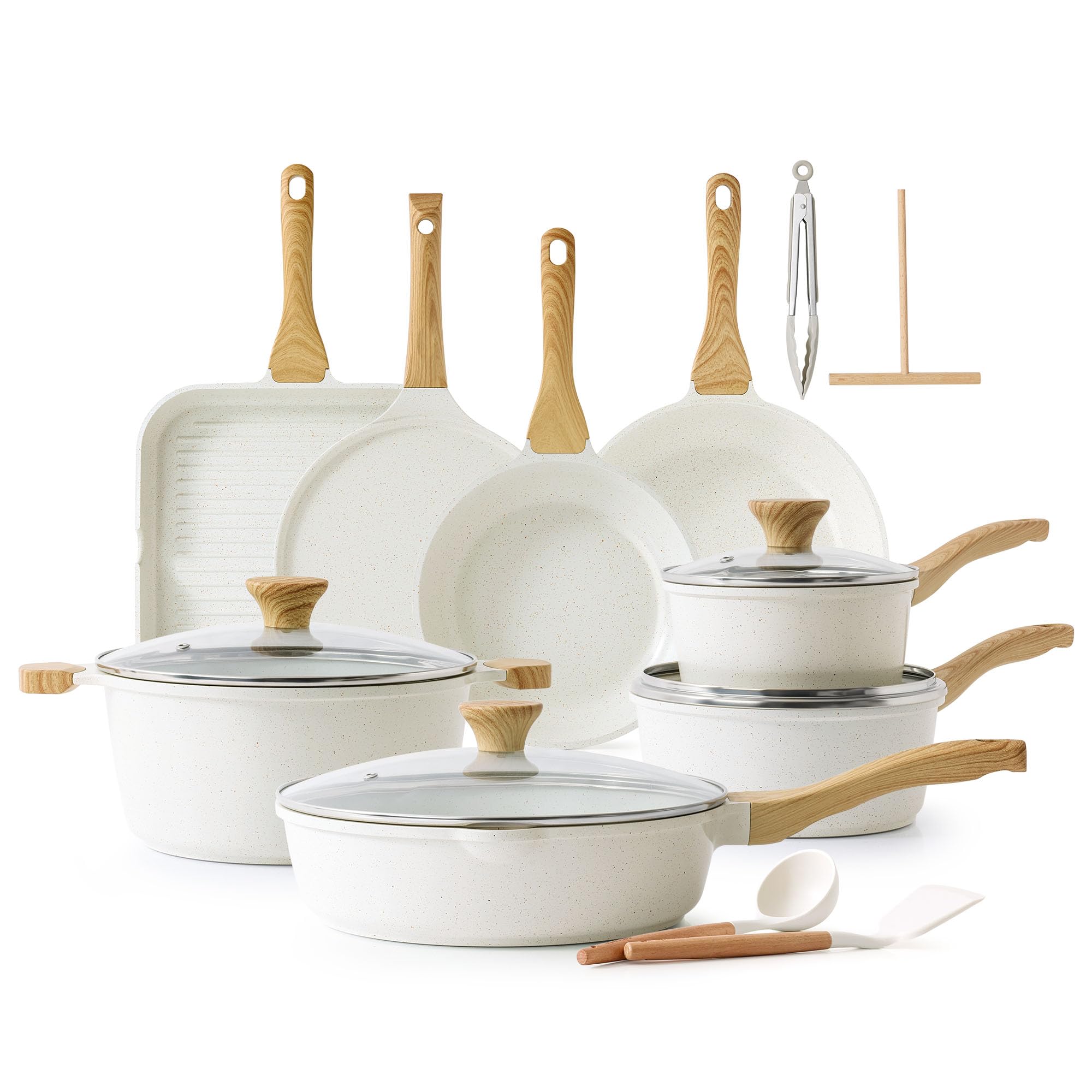 Sensarte 23-piece nonstick ceramic cookware set for healthy, low-oil cooking.