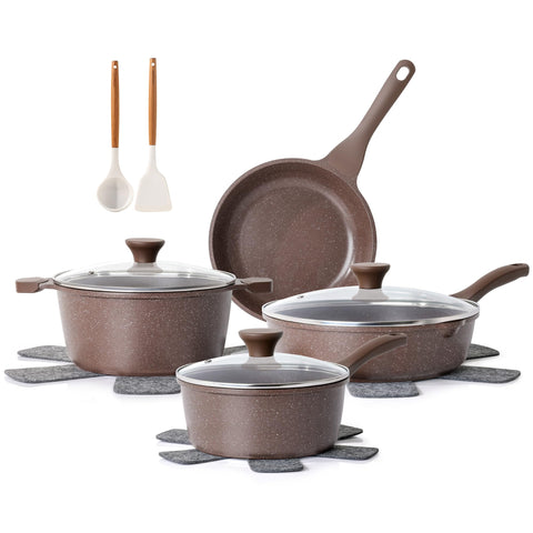 SENSARTE 13-piece nonstick cookware set hero image showing all essential pieces