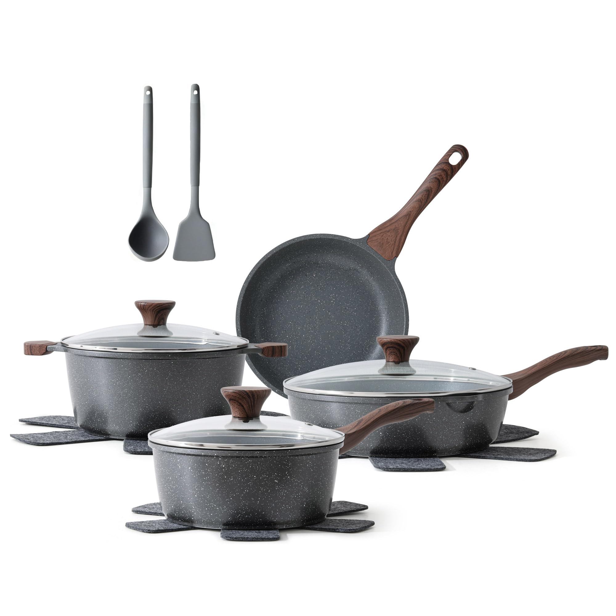 SENSARTE 13-piece nonstick set with fry pan for quick, low-oil meals