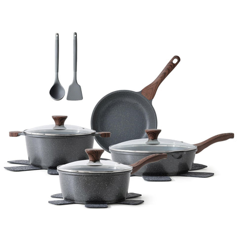 SENSARTE 13-piece nonstick set with fry pan for quick, low-oil meals