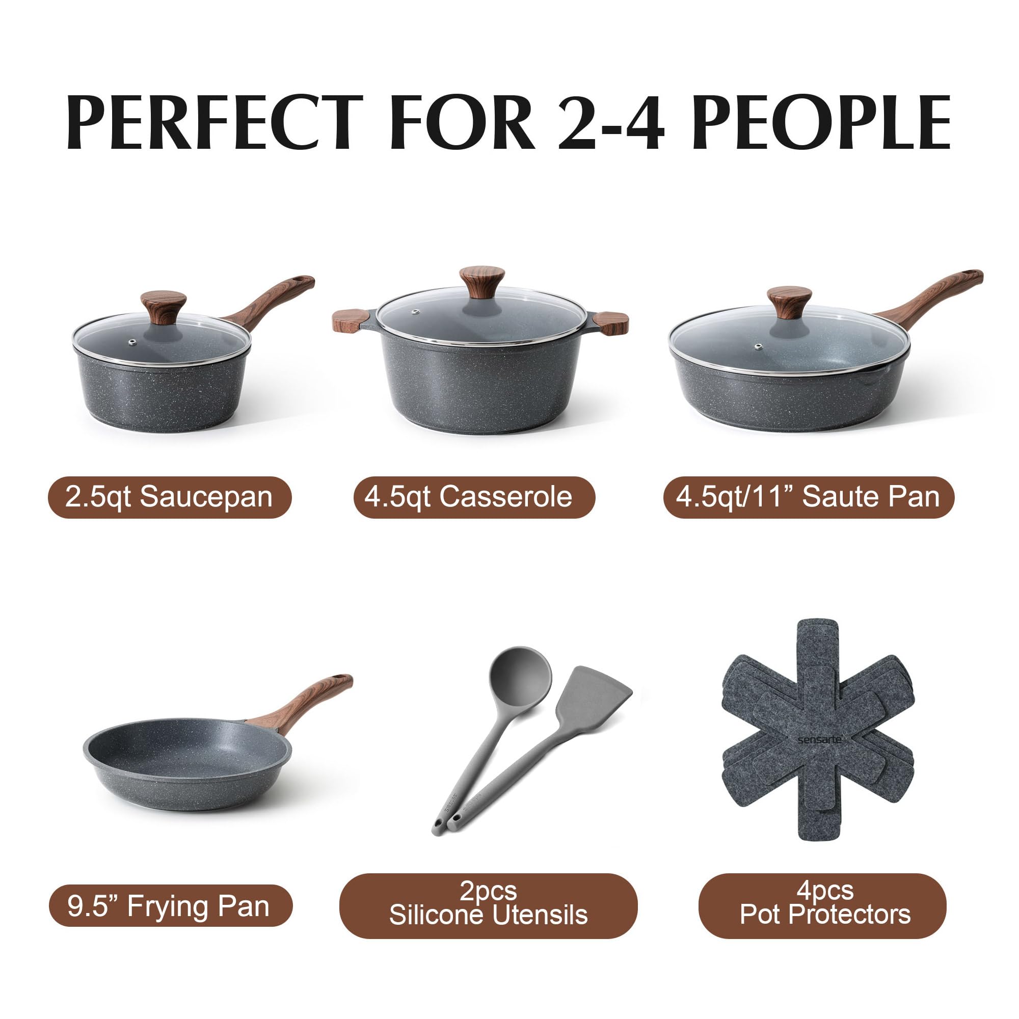 SENSARTE 11-inch sauté pan with lid for versatile cooking