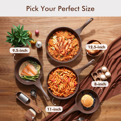 Sensarte nonstick pan is oven-safe up to 302°F for finishing dishes.