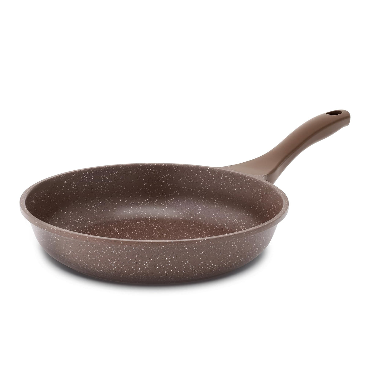 Sensarte nonstick pan with woodgrain handle for secure grip and cool cooking.