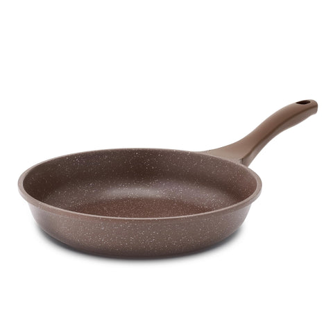 Sensarte nonstick pan with woodgrain handle for secure grip and cool cooking.