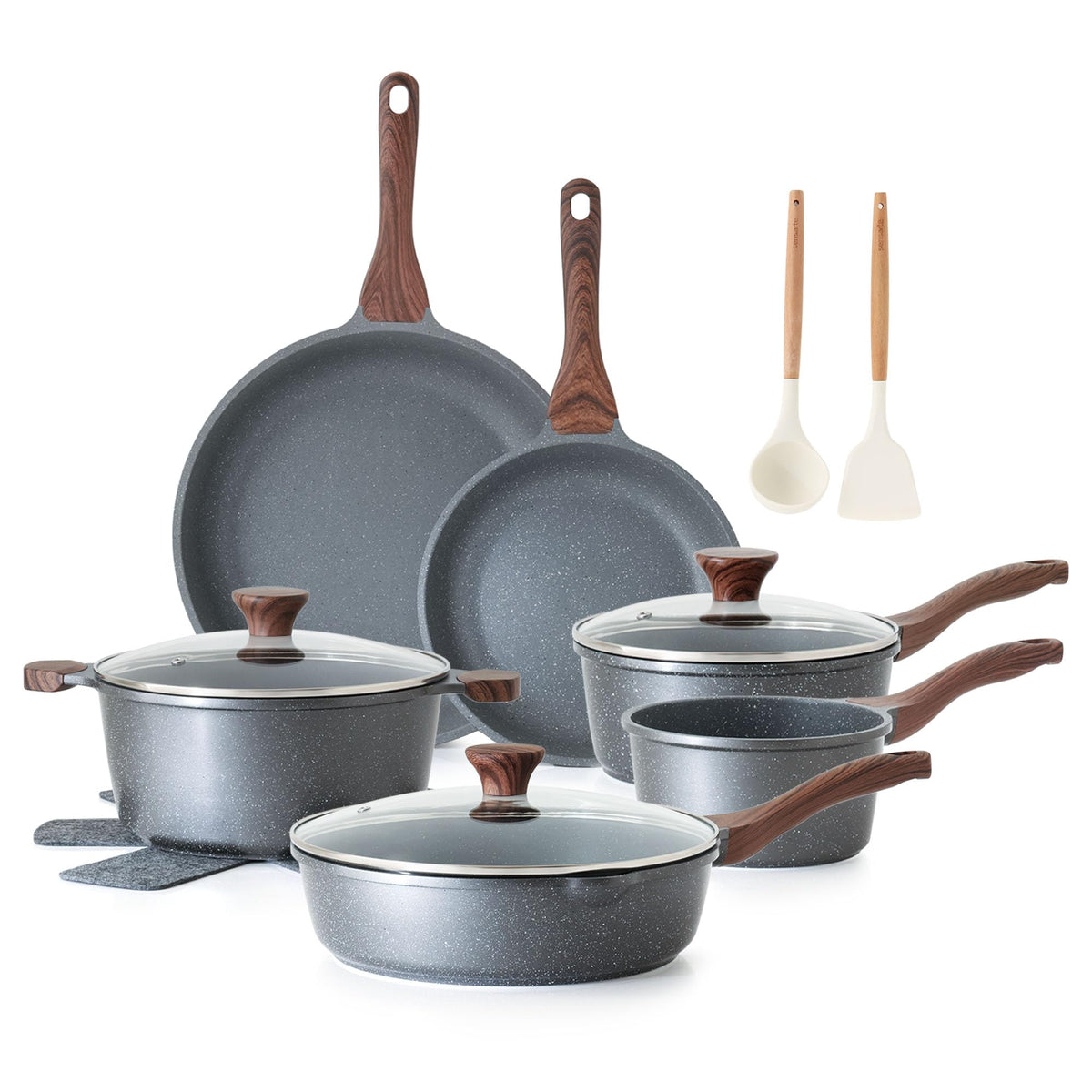 Sensarte nonstick 16-piece set—complete kit for effortless, low-fat cooking.