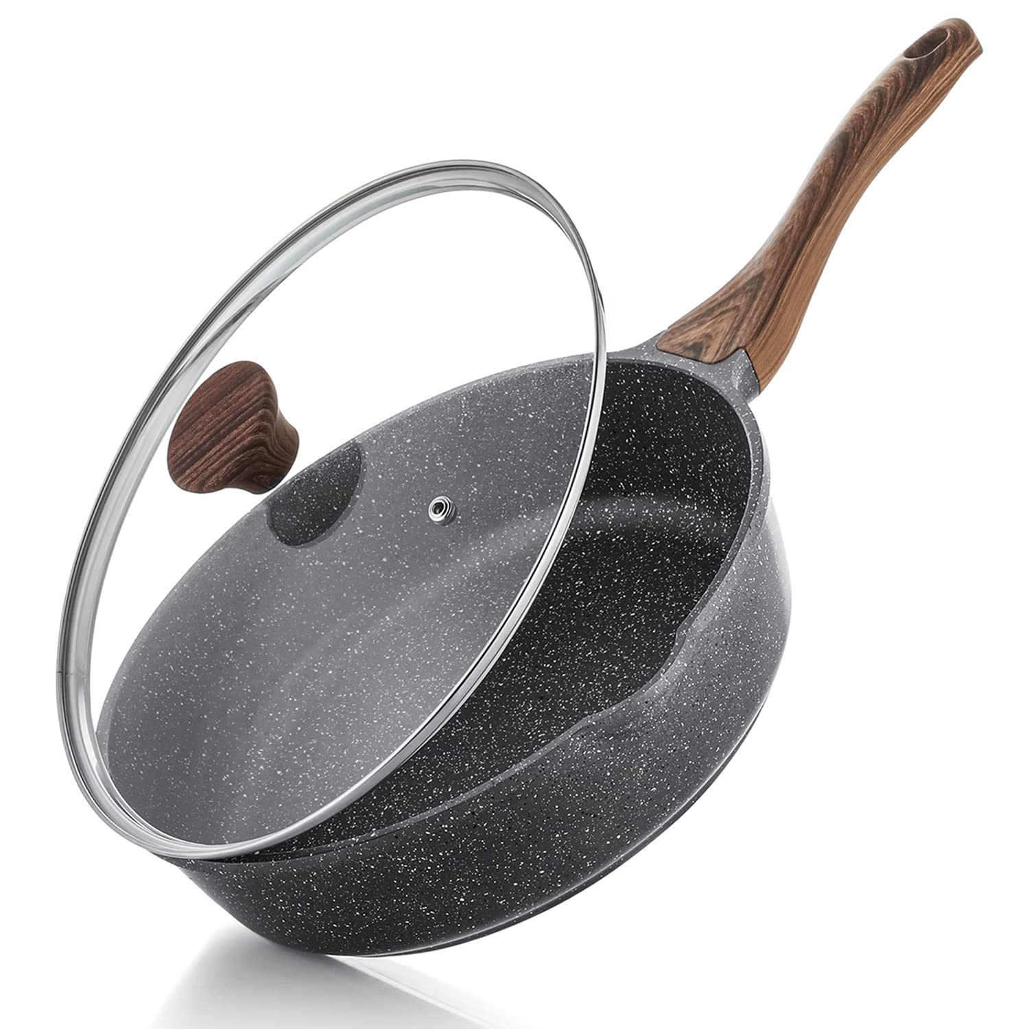 SENSARTE 10-inch nonstick skillet with lid ready for quick meals