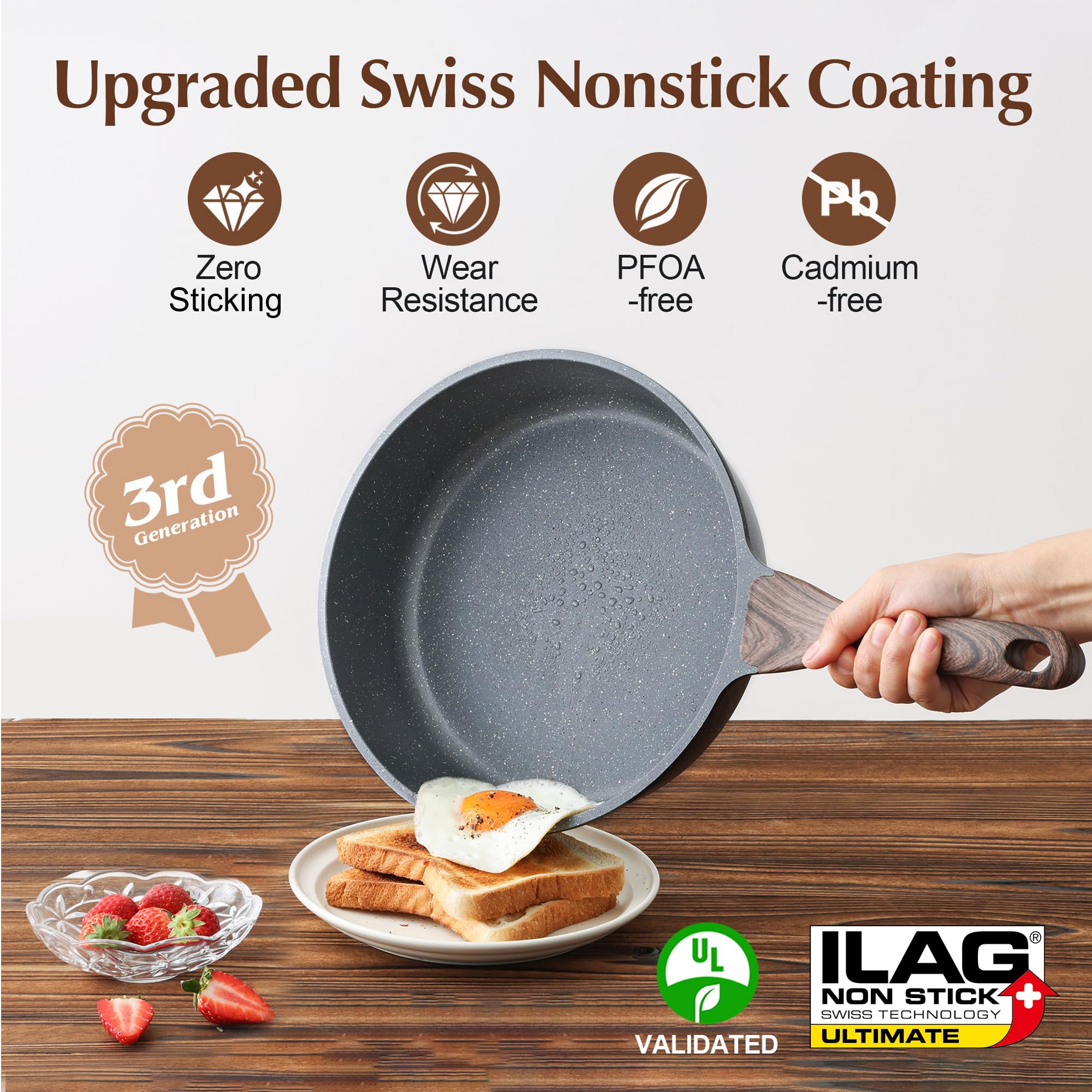 SENSARTE 11-inch nonstick skillet with lid for versatile weeknight cooking